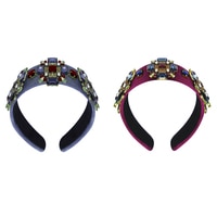 Aiwanto 2Pcs Fashion Headbands Rhinestone Crystal Beads (Maroon&amp;Blue)