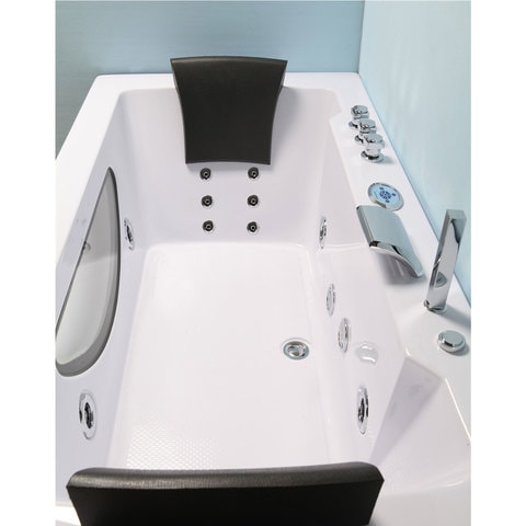 Simbashoppingmea - Hydromassage Bathtub White For 2 Persons 180 X 90 Cm &ndash; Harmony
