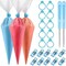 Generic 122 Pieces Cookie Decoration Tools, 100 Pcs Piping Pastry Bag, 10 Pieces Pastry Bag Ties, 10 Pieces Pastry Bag Clips And 2 Pieces Plastic Awls, For Valentine Cookie Cake Decoration (Blue)