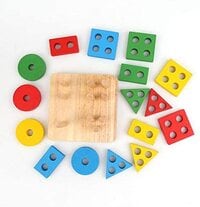 Wooden Sorting &amp; Stacking Toy, Elecdon Preschool Toddlers Educational Shape Color Recognition Puzzle Stacker, Early Childhood Development Puzzle Toys For 1 2 3 4+ Years Old Boys Girls (4 Shapes)