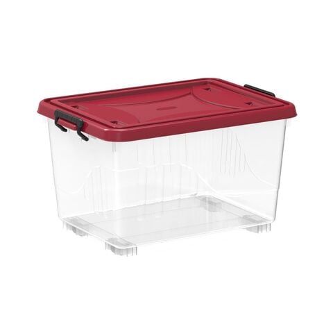 Buy Cosmoplast Plastic Storage Box With Wheels 22L Clear And Red