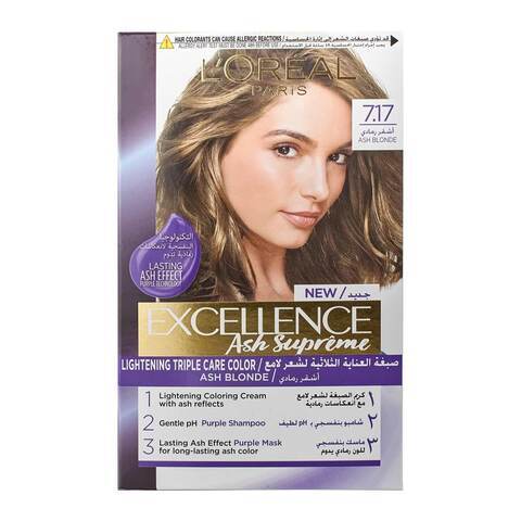 Buy L Oreal Paris Excellence Ash Supreme Permanent Hair Colour 7.17 Matt Ash Blond 192ml in Kuwait