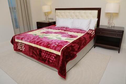 Buy Parry Life Emarati Floral Maroon Double 2 Ply Embossed Blanket 200*240 cm in Saudi Arabia