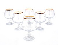 Set of 6 Bohemia Clear-Gold Claudia Glassware 250 ml