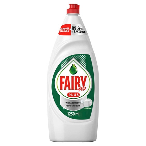 Fairy Plus Original Dishwashing Liquid Soap with alternative power to bleach 1.25L