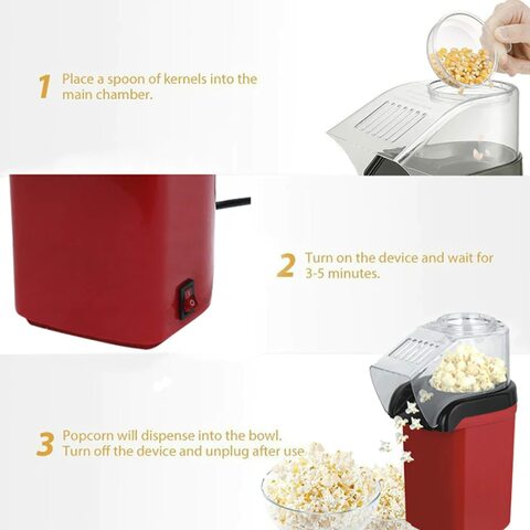 Aiwanto Easy Popcorn Maker Electric Oil Free Hot Air Popcorn Maker Popcorn Machine Mini Kitchen Easy Popcorn Maker