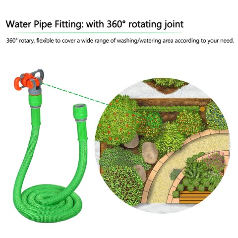 Generic-Garden Expandable Water Hose Flexible Plastic Hoses Pipe Car Wash Flower Watering Home Clean 1.5M Water Pipe with 360&Acirc;&deg; Rotary Joint / 1.5M Water Pipe with Hose Storage Hook(optional)