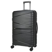 Hard Case Medium Checked Luggage Trolley For Unisex Polypropylene Lightweight 4 Double Wheeled Suitcase With Built In TSA Type Lock Travel Bag KH1005 Black