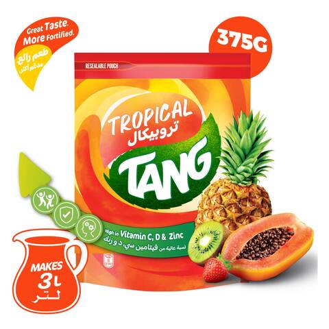 Buy Tang Orange Flavoured Powder Drink 375g Pouch, Makes 3L Online - Shop  Beverages on Carrefour Saudi Arabia