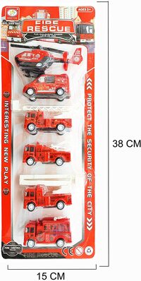 Party Time Gifts Pack of 6 Red Fire Truck Toy Cars &amp; Helicopter for Kids Boys Girls Toy Cars  Best for 2-8 Years Old Cars Toy Set Christmas Party Game Favor Birthday Gifts