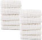 Buy Mukin Baby Washcloths- Natural Muslin Cotton Baby Wipes - Soft Newborn Baby Face Towel For Sensitive Skin- Baby Registry As Shower Gift, 10 Pack 12X12 Inches (White) in UAE