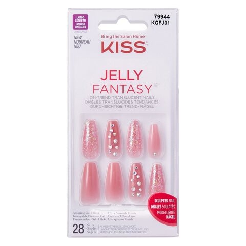 Buy Kiss Jelly Fantasy False Nails KGFJ01C Pink 28 PCS Online - Shop ...