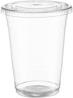 اشتري 75 - SET - Plastic Clear  Cup With Flat Lid - 10oz (300ml) Take a way - Disposable - Party Cups في الامارات