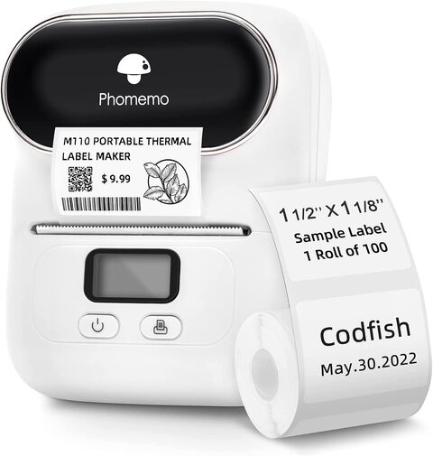 Buy Phomemo M110 Bluetooth Label Maker - Portable Barcode Printer, Mini  Wireless Thermal Label Maker Machine For Retail, Address, Jewelry, Home,  For iOS & Android, With 40mm X 30mm Label (1 Roll