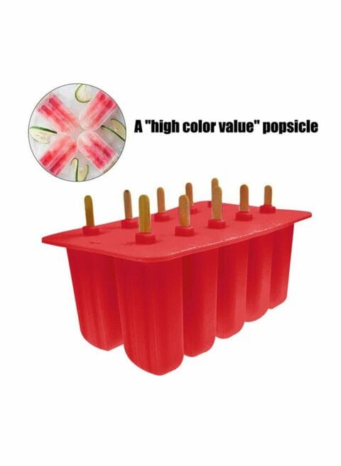 Generic - 10-Hole Ice Cream Mould Red 23X14.5X10Centimeter