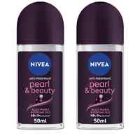 NIVEA Antiperspirant for Women Pearl &amp; Beauty Black Pearl Roll-on 50ml Pack of 2