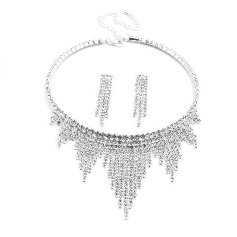 Tanos - Fashion Bling Bling Silver Plated Set (Necklace &amp; Earring) Crystal Rhinestone