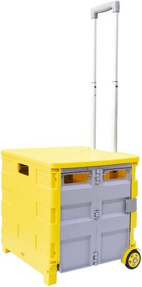 Berry Shopping Trolley 35KG Folding Storage Boot Cart Box - Yellow and Grey