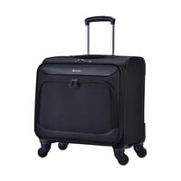 Eminent 4 360-Degree Spinner Wheel Polyester Pilot Case Trolley Durable Water Repellent Rolling Suitcase for Unisex S0360-17 Black