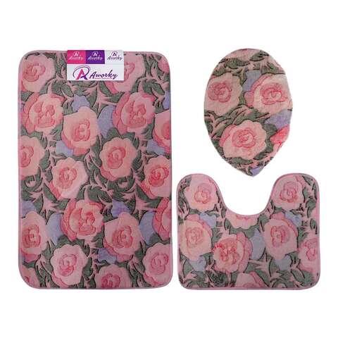 Aworky Toilet Set 3 Pc Soft Flower
