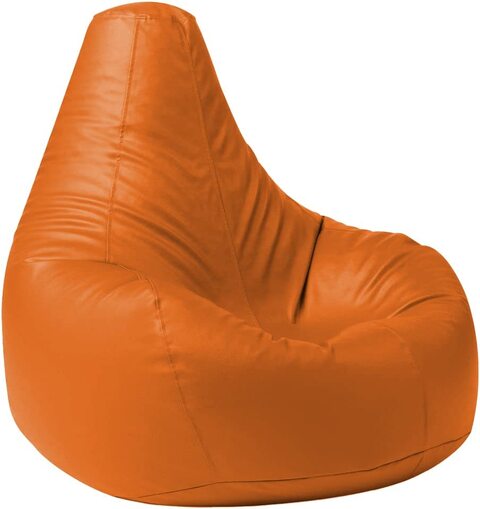 Luxe Decora Faux Leather Tear Drop Recliner Bean Bag With Filling (XL, Orange)