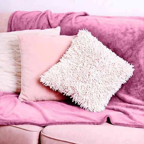 Dusty pink hot sale fluffy cushion