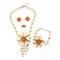 Tanos - Fashion Gold Plated Set (Necklace/Earring/Ring/Bracelet) Flower Design w/ Brown Flower Petals