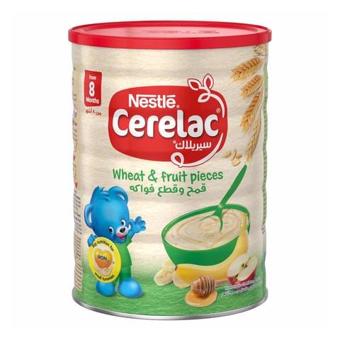 Buy Cerelac wheat  fruits pieces for babies from 8 months 1 kg in Saudi Arabia