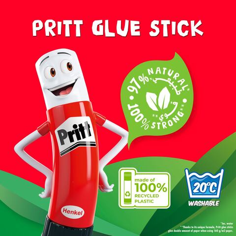 Pritt Glue Stick Safe &amp; Child-Friendly Craft Glue For Arts &amp; Crafts Activities Strong-Hold Adhesive For School &amp; Office Supplies 3X22G Transparent Pritt Stick + 1X22g For Free