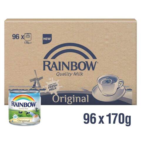Rainbow Original Evaporated Milk 170g Pack of 96
