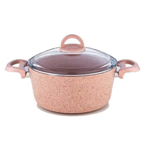 Home Maker Granite Casserole With Lid Pink 24cm