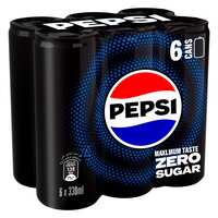 Pepsi Zero Cola Beverage Cans 330ml Pack of 6