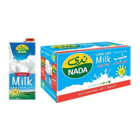 Nada Long Life Low Fat Milk 1L &times; 12 Pieces