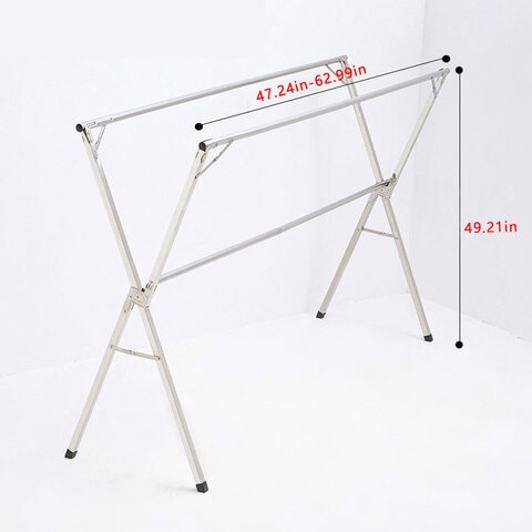 Free Installed Clothes Drying Rack Stainless Steel Foldable Rack Hanger Space Saving Retractable 47.24-62.99 inch Clothes Rack Adjustable Clothes Hanger Rolling Rack