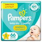 Buy Pampers Baby-Dry Diapers Size 1 Newborn 2-5kg 66 Count in Kuwait
