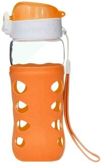 Aiwanto Glass Water Bottle School Office Water Bottle With Carrying Handle Anti Slip Glass Pop Water Bottle Leak-Proof Cup Portable Convenient Hydration Bottle with Flip Cap Carrying Handle and Protec