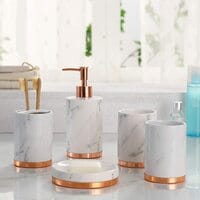 Aiwanto  5 Pcs Bathroom Accessories Mouthwash Cup Toothbrush Holder Lotion Bottle Soap Dish Ceramic Hotel Home Bathroom Organizer Gift