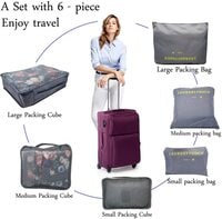 6 Set Travel Storage Bags Multi-functional Clothing Sorting Packages, Travel Packing Compression Pouche, Luggage Organizer Pouch (grey)