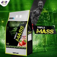 Lapera Mass Gainer Triple Mass Weight Gainer Protein Powder, Muscle Growth And Body Fuel With 1316 Kcal Vitamin &amp; Minerals Strawberry Milk Shake, 13.2 Lb
