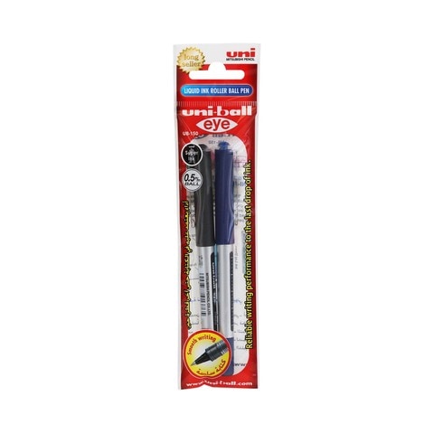 Buy Uni-Ball Eye Micro Liquid Ink Roller Pen BE-BK 0.5mm 2pcs black blue  Online