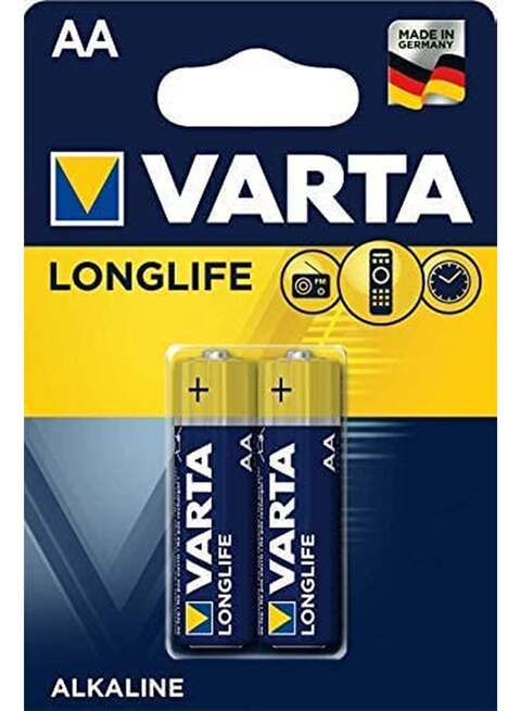 بطارية Varta LongLife AA القلوية (1.5 فولت ، قطعتان) [حزمة من 4]