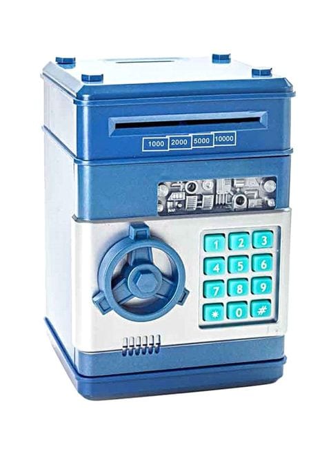 Generic icome Kids Electronic Money Safe Box Password Saving Bank ATM For Coins and Bills (Blue)