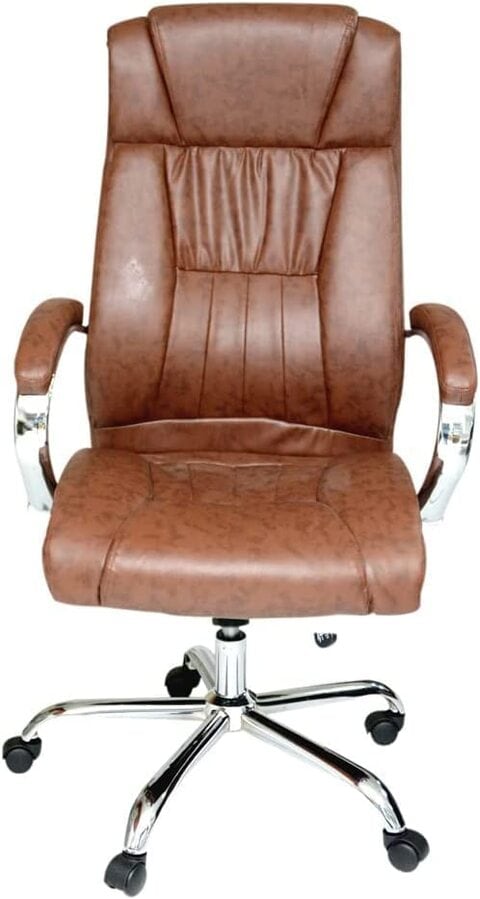 High back brown on sale leather office chair