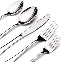 Royal Ford Stainless Steel Luxury Tableware Spoons - Set of 24 I 6 Table Spoons, 6 Table fork, 6 Table Knife, 6 Tea Spoons I Flatware Table Knife I Silver ware