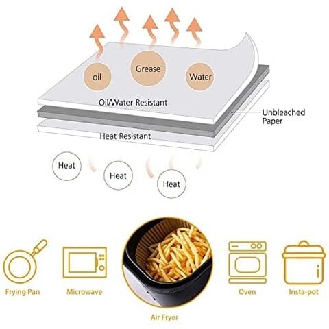 Air fryer Disposable Parchment paper liner plate, Non-Stick Multi use for  Frying, Air Fryer, Microwave, Oven, 50 Plates, Size:16cm: Buy Online at  Best Price in UAE 