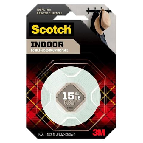 Scotch 114S Indoor Mounting Tape 1in x 50 in roll (25,4mm x 1.27m). 1 roll/pack