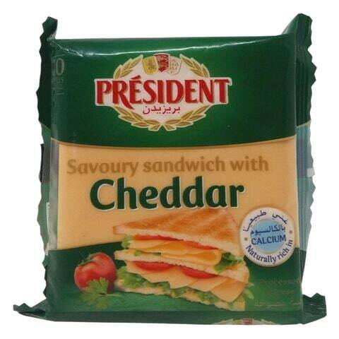 Buy President Cheddar Processed Slices Cheese 200 gr in Kuwait