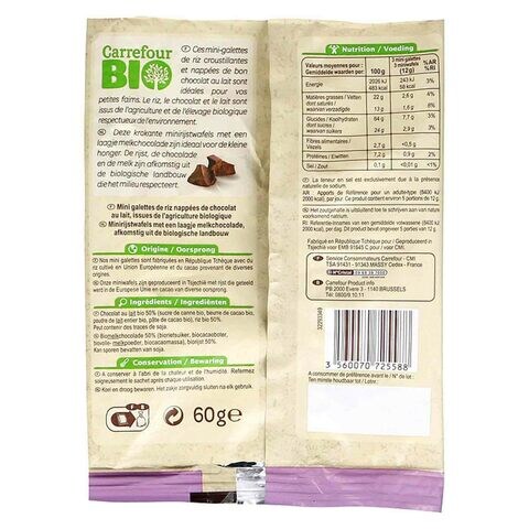 Carrefour Bio Oraganic Milk Chocolate Mini Rice Cakes 60g