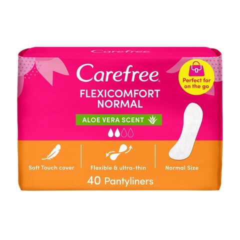 Carefree Flexicomfort Aloe Panty Liners White 40 count