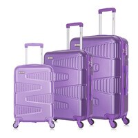 Senator Hard Case Suitcase Trolley Luggage Set of 3 For Unisex ABS Lightweight Travel Bag with 4 Spinner Wheels KH1075 Highlight Purple
